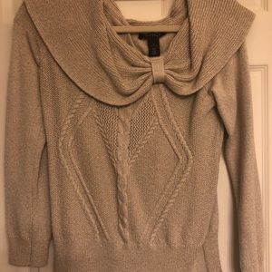 WHBM off shoulder sweater Gold with shiny sparkles